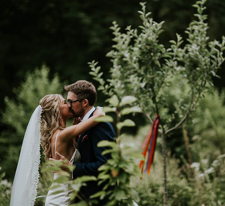 Custom Gown and Veil from Enzoani | Tropical Humanist Wedding Outside | Lucy Turnbull Photography