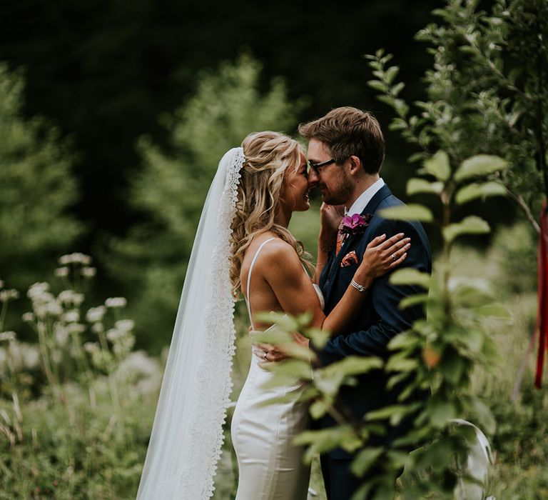 Custom Gown and Veil from Enzoani | Tropical Humanist Wedding Outside | Lucy Turnbull Photography