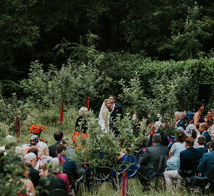 Custom Gown and Veil from Enzoani | Tropical Humanist Wedding Outside | Lucy Turnbull Photography