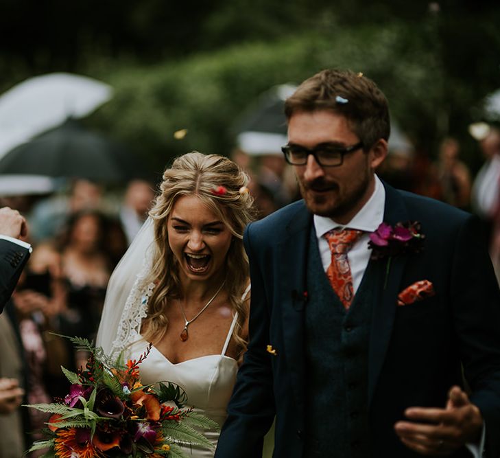 Custom Gown and Veil from Enzoani | Tropical Humanist Wedding Outside | Lucy Turnbull Photography