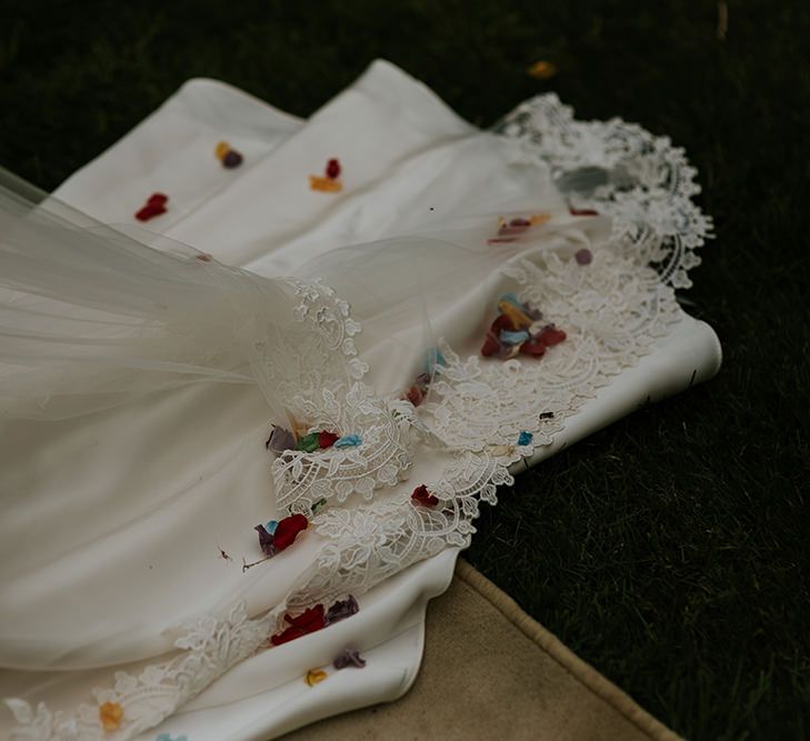 Custom Gown and Veil from Enzoani | Tropical Humanist Wedding Outside | Lucy Turnbull Photography