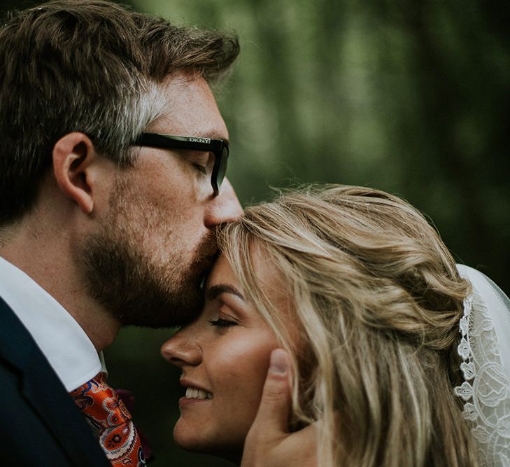 Tropical Humanist Wedding Outside | Custom Enzoani Gown and Veil | Lucy Turnbull Photography