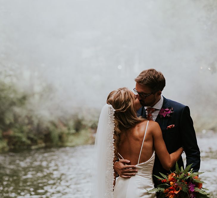 Tropical Humanist Wedding Outside | Custom Enzoani Gown and Veil | Lucy Turnbull Photography