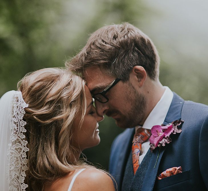 Tropical Humanist Wedding Outside | Custom Enzoani Gown and Veil | Lucy Turnbull Photography