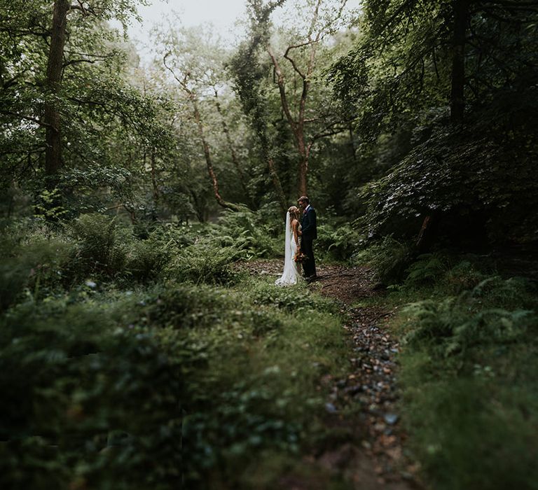 Tropical Humanist Wedding Outside | Custom Enzoani Gown and Veil | Lucy Turnbull Photography