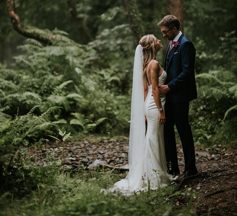 Tropical Humanist Wedding Outside | Custom Enzoani Gown and Veil | Lucy Turnbull Photography