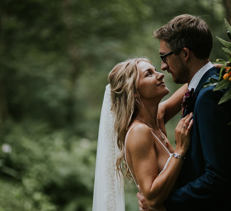 Tropical Humanist Wedding Outside | Custom Enzoani Gown and Veil | Lucy Turnbull Photography