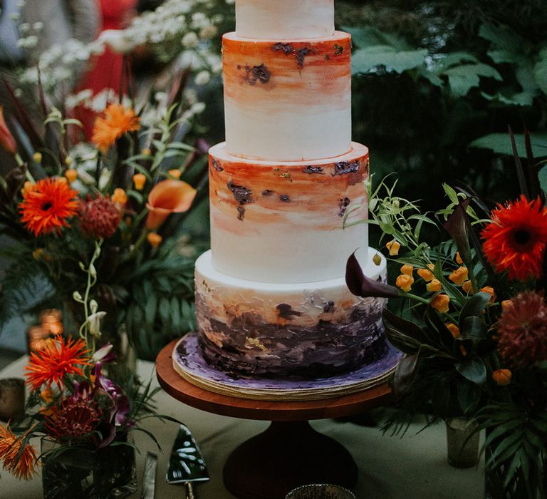 Cake by Edible Essence | Tropical Humanist Wedding Outside | Custom Enzoani Gown and Veil | Lucy Turnbull Photography