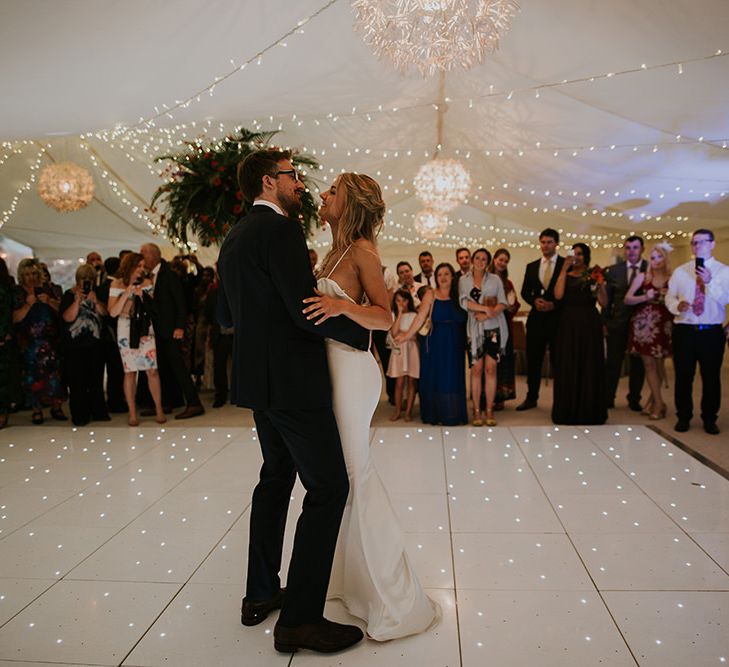 First Dance | Tropical Humanist Wedding Outside | Custom Enzoani Gown and Veil | Lucy Turnbull Photography