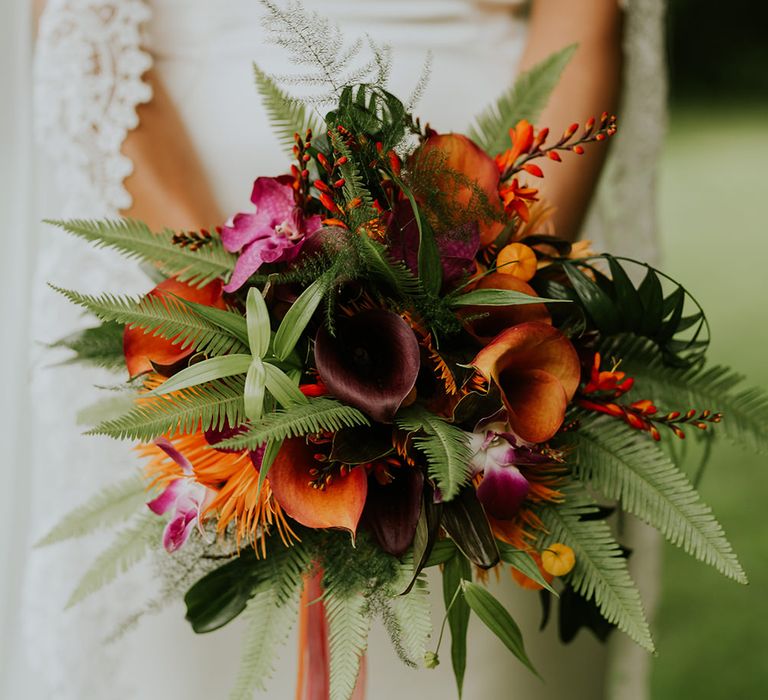 Flowers by Amanda Randell | Tropical Humanist Wedding Outside | Custom Enzoani Gown and Veil | Lucy Turnbull Photography