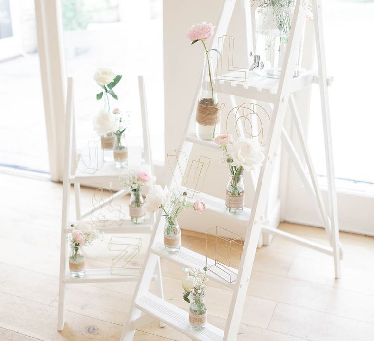 White Ladder Wedding Decor