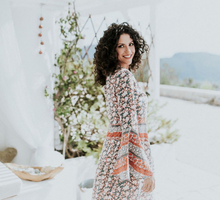 Bride in getting ready robe