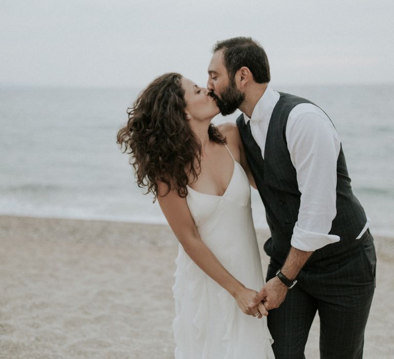 Bride in ruffle detail wedding dress from Max Mara