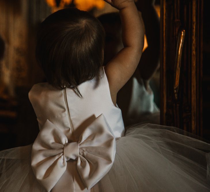 Cute Baby Flower Girl with Bow Back Dress