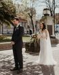 outdoor wedding first look moment