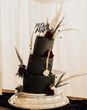 Black wedding cake for modern Gothic wedding