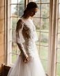 bride in Emma Beaumont dropped waist wedding dress