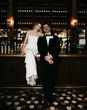 Bride and groom in the bar area of the King Street Townhouse Hotel, Manchester wedding venue.
