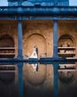 Wedding ceremony for couple at the Roman Baths and Pump Room Bath wedding venue