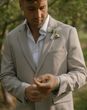 Neutral coloured spring wedding groom suit