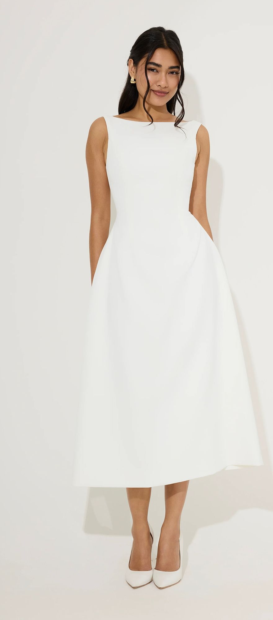 Straight neck midi registry office wedding dress from Odd Muse