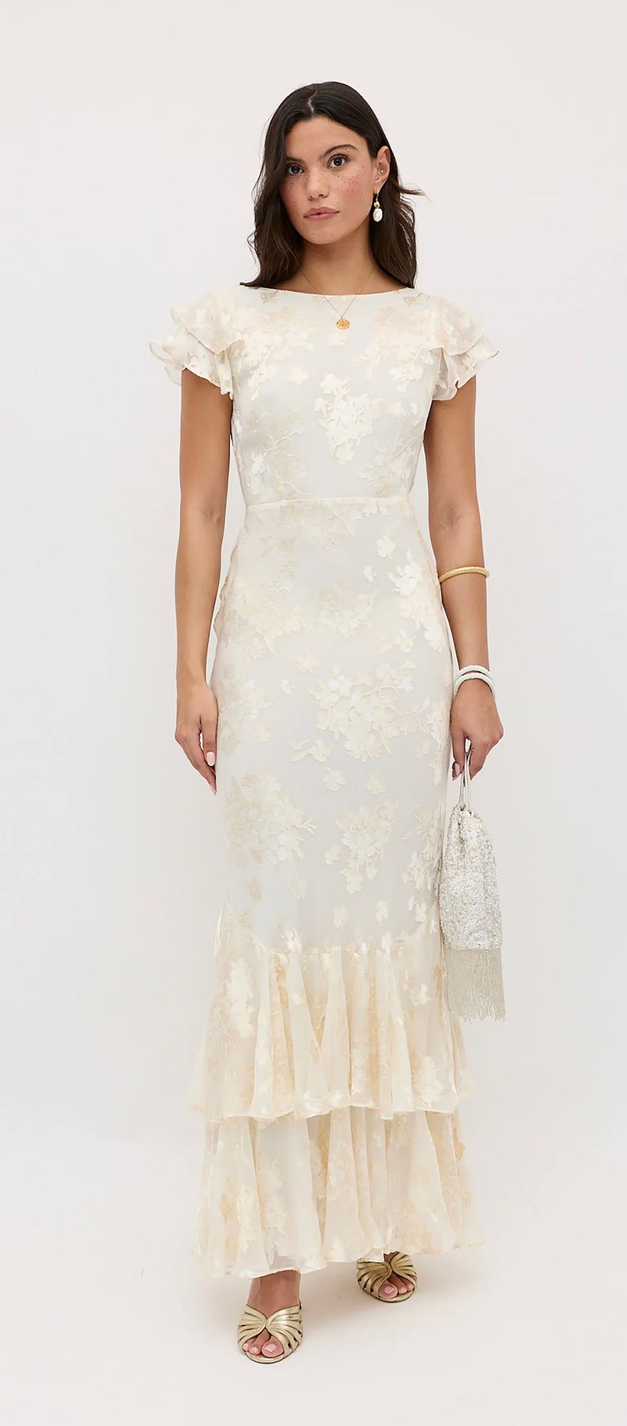 silk and velvet cream ruffle registry office wedding dress from RIXO