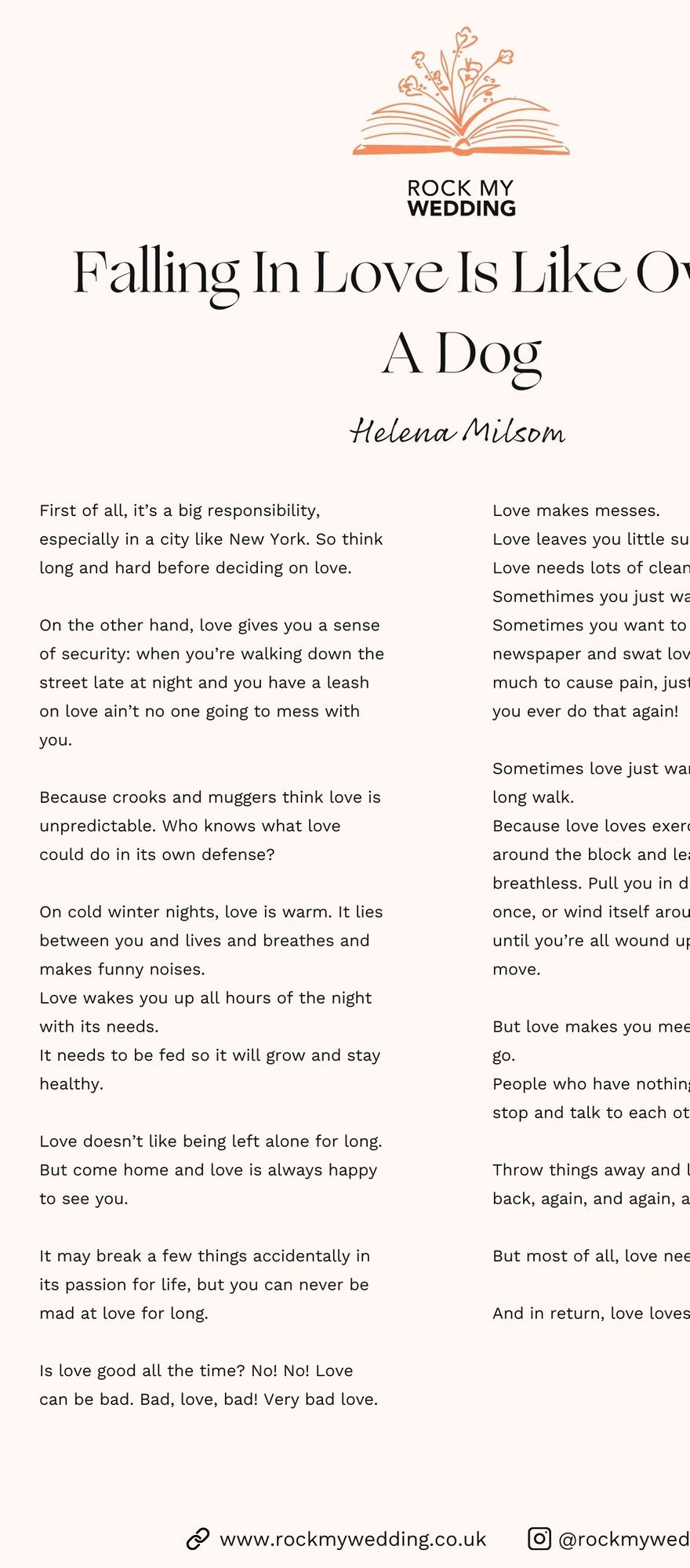 Falling In Love Is Like Owning A Dog By Helena Milsom