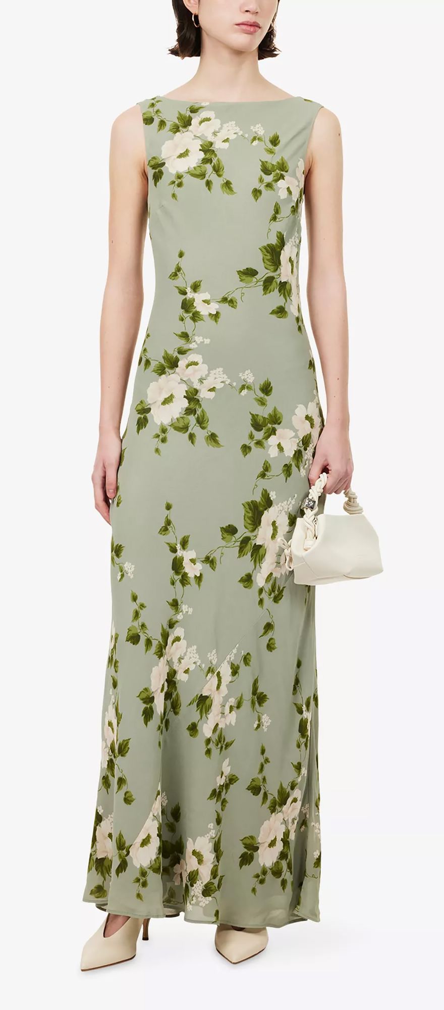 Green floral print spring bridesmaid dress