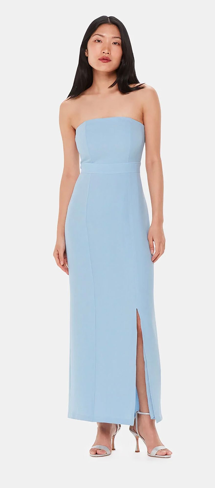 Pale blue strapless spring bridesmaid dress