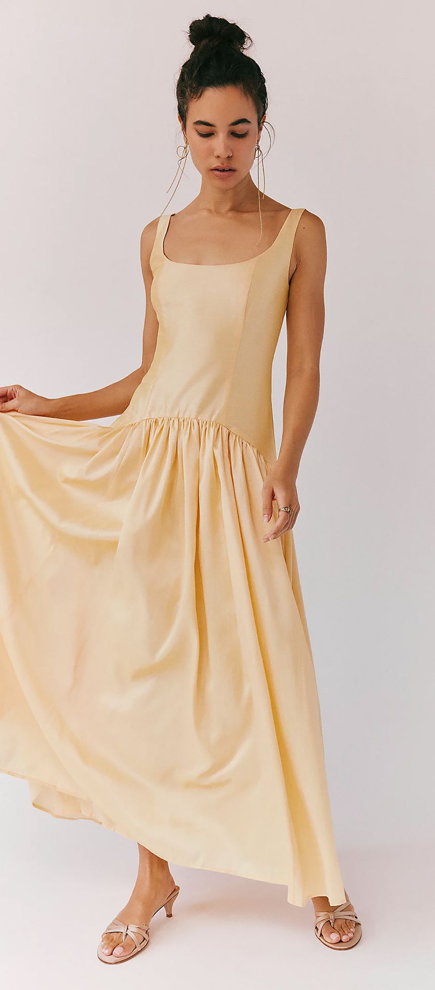 drop waist butter yellow summer bridesmaid dress