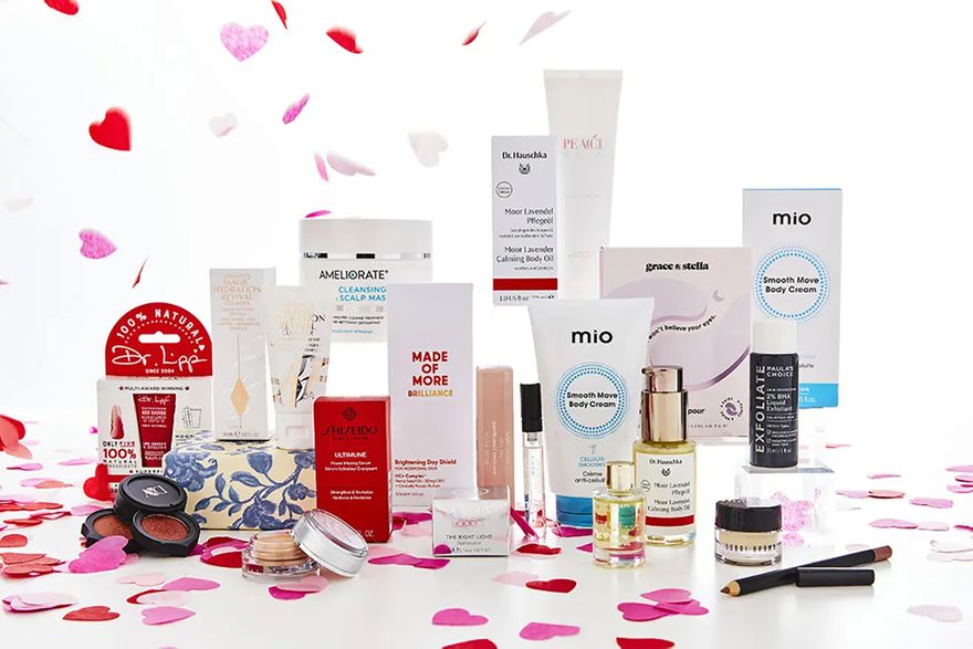 beauty and skincare products in rock my wedding bridal beauty box