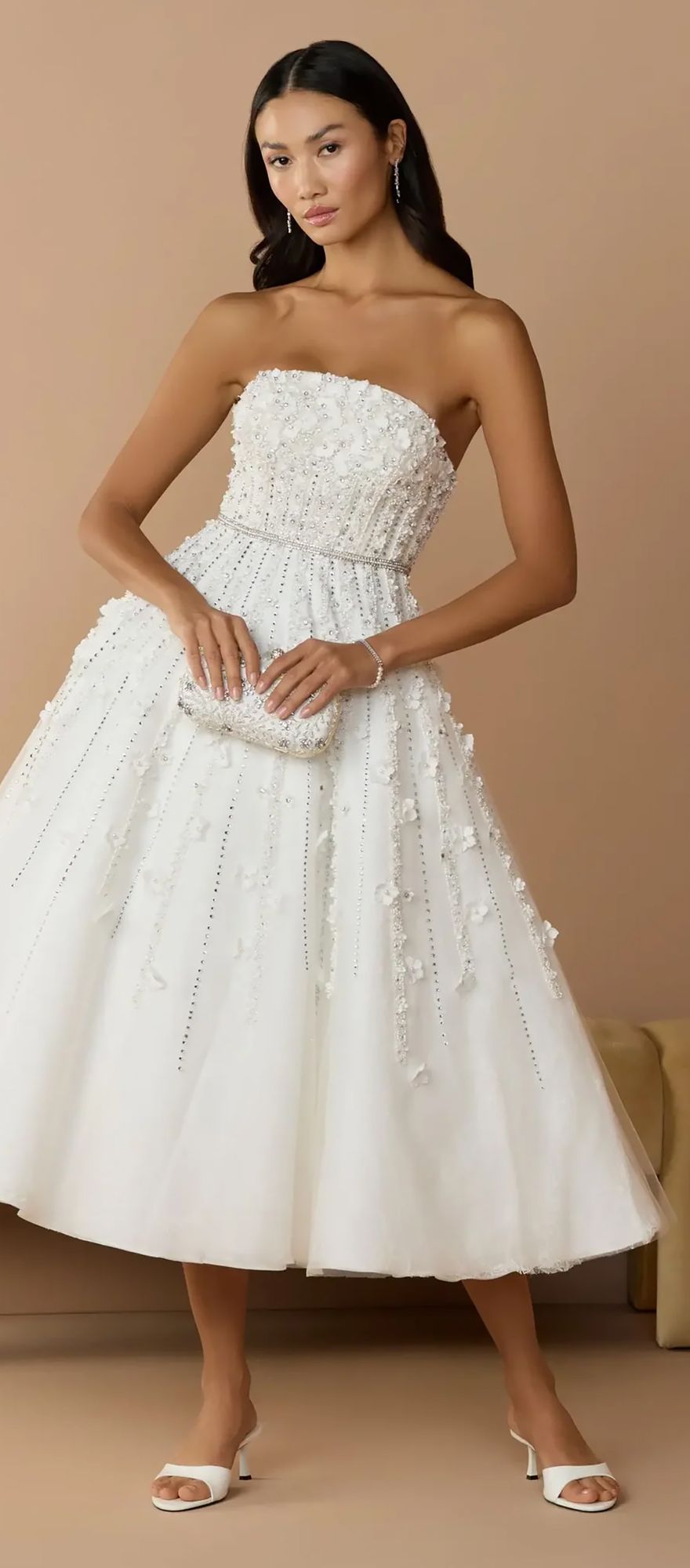 Bel Powley celebrity wedding dress dupe from Mac Duggal