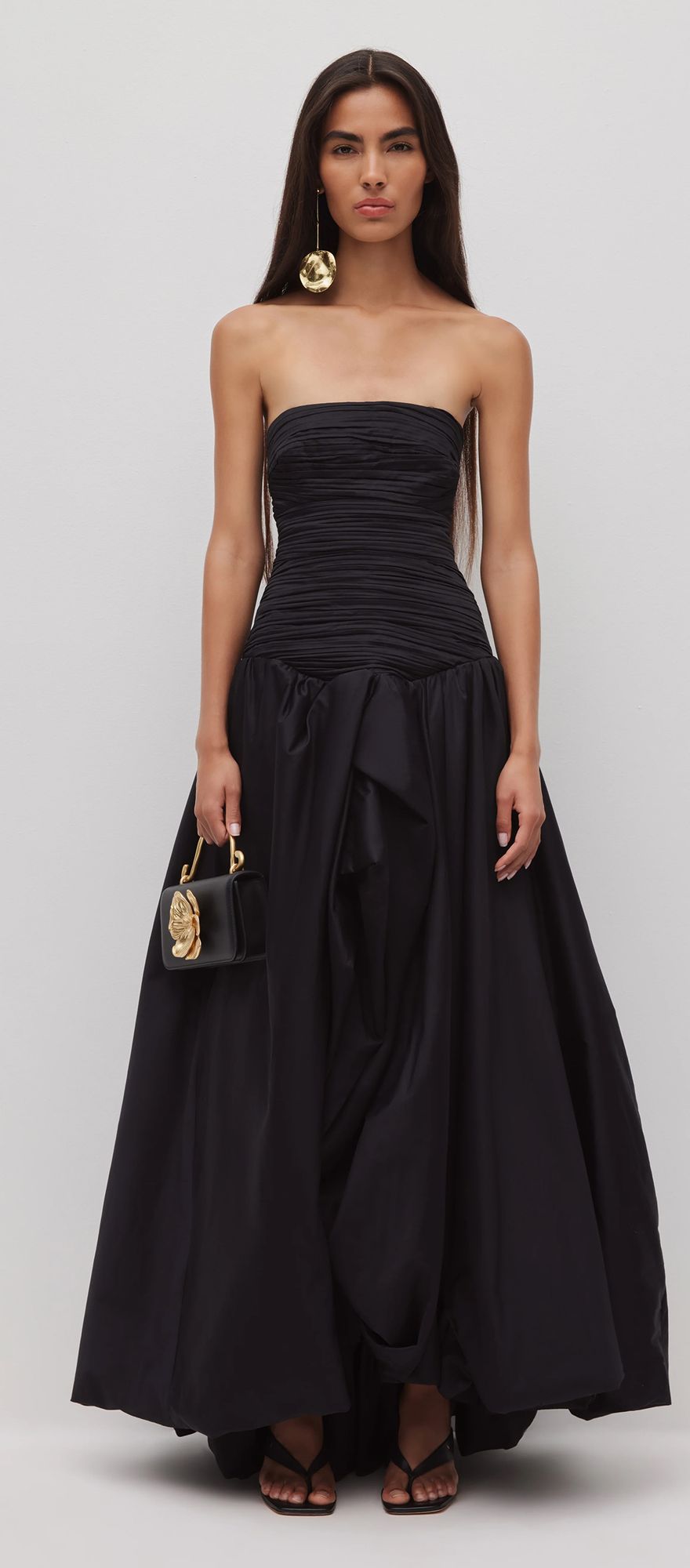 Aje black bubble hem black tie wedding guest maxi dress for women