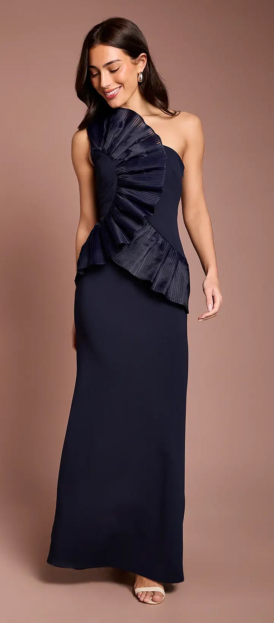 Coast navy pleated front structural black tie wedding guest dress