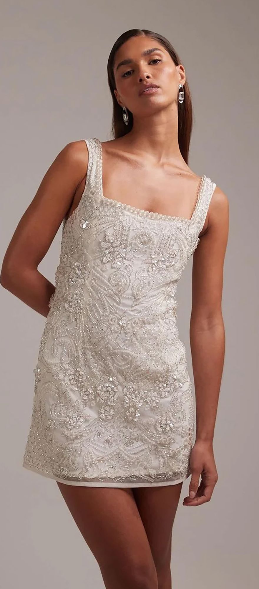 ASOS ornate crystal embellished square neck hen party dress