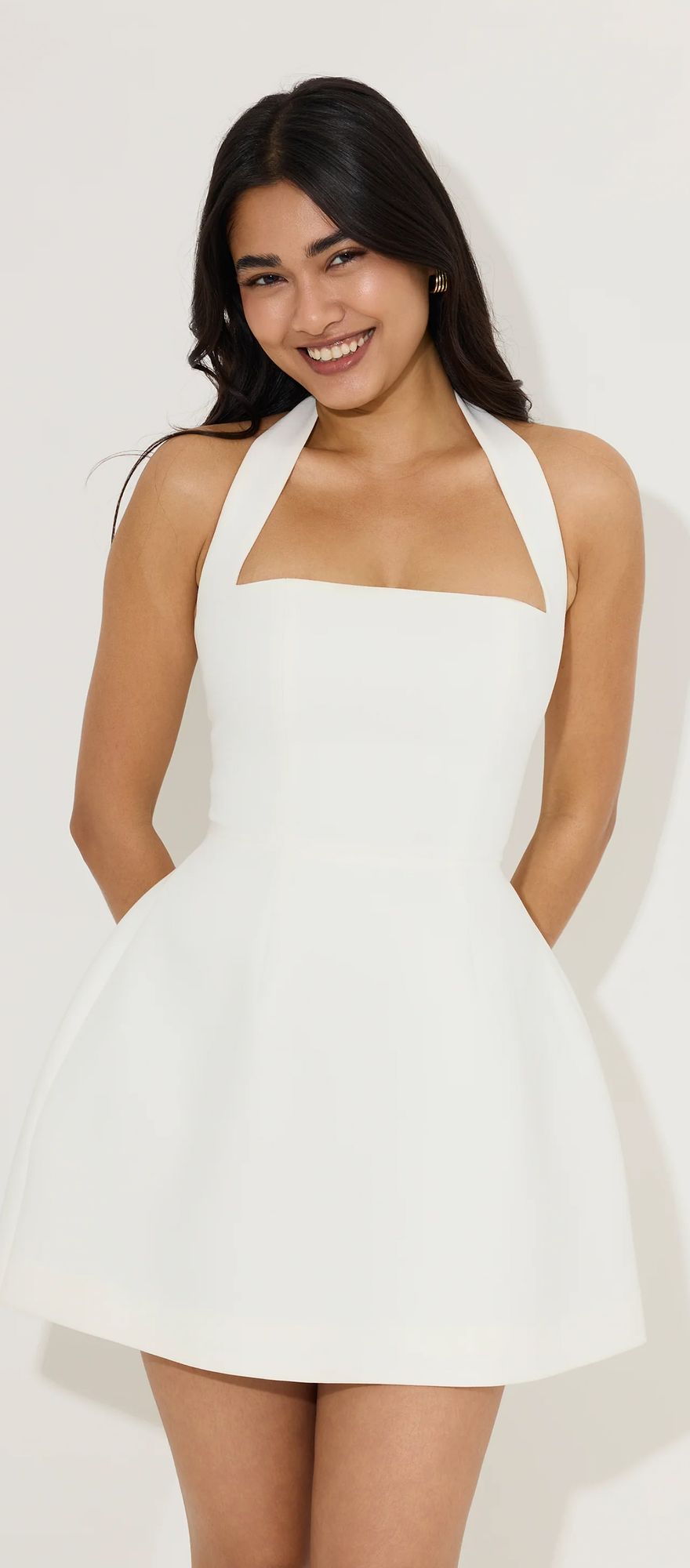 Odd Muse structured mini hen party dress with halter neckline