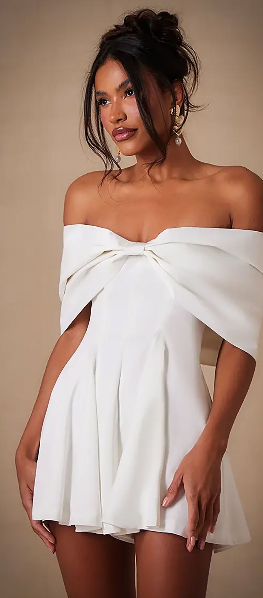 PLT hen party playsuit with bow detail bardot neckline