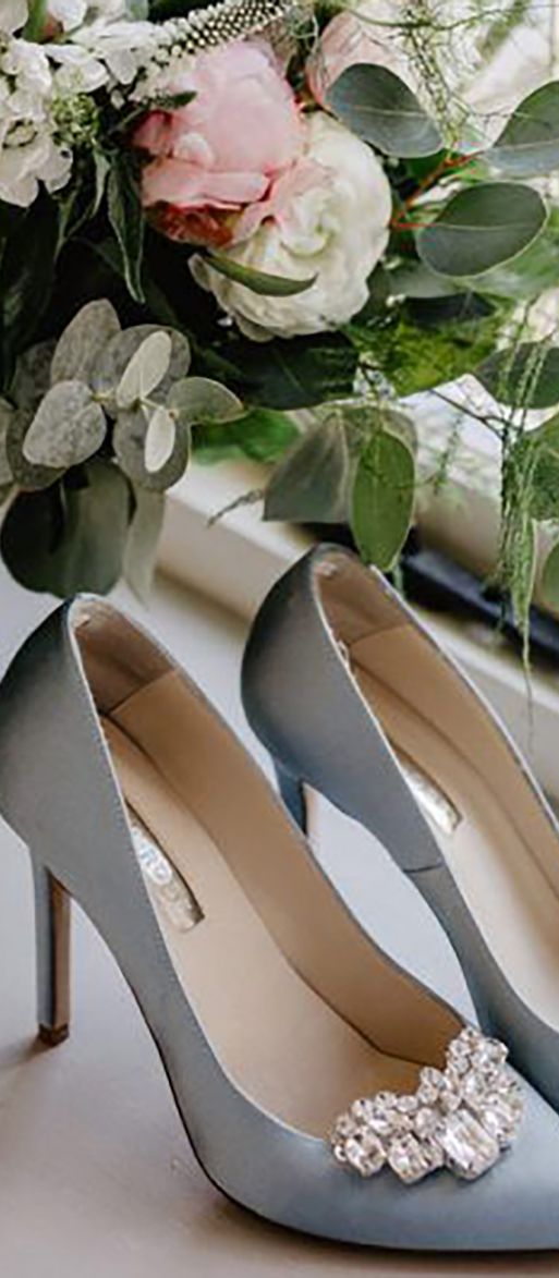 Something blue embellished designer wedding shoes
