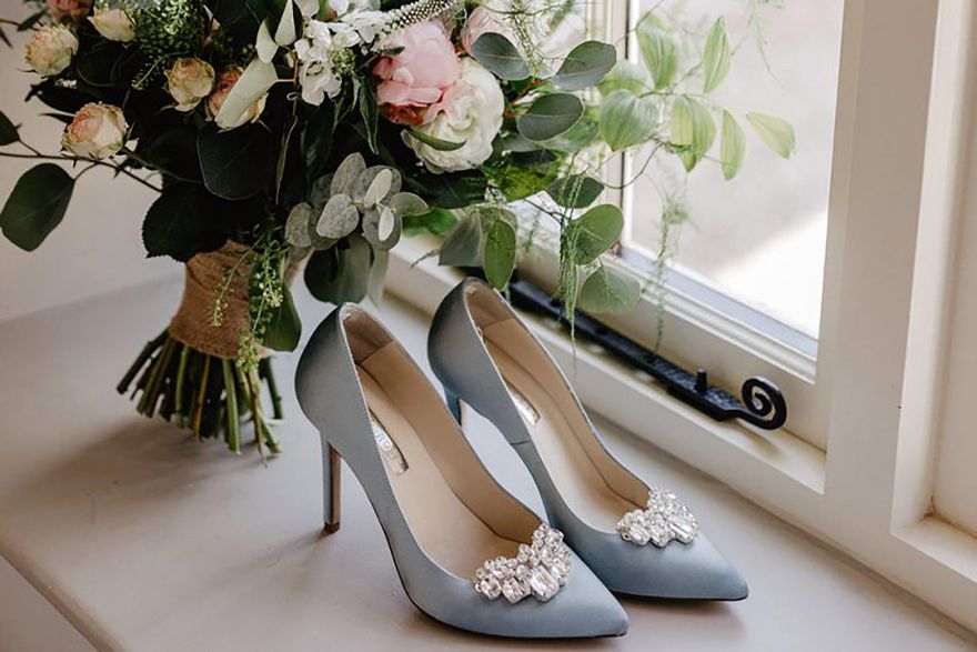 Something blue embellished designer wedding shoes
