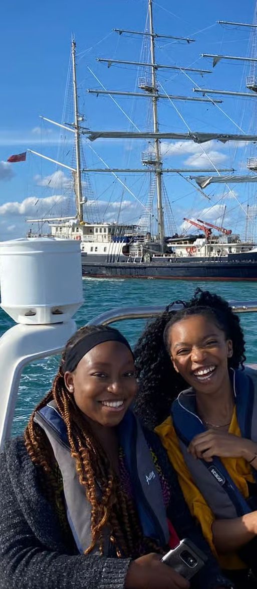 Four women on private hen do charter boat in Brighton for hen dos