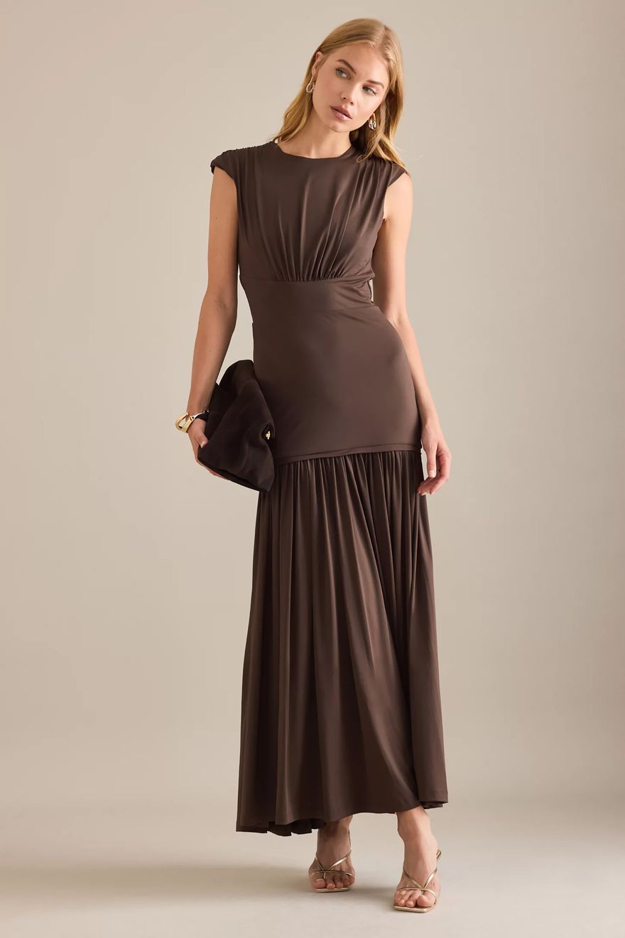 white christmas dresses Pretty One Shoulder Brown Dress - Wedding Guest Dresses white christmas dresses Pretty One Shoulder Brown Dress - Wedding Guest Dresses