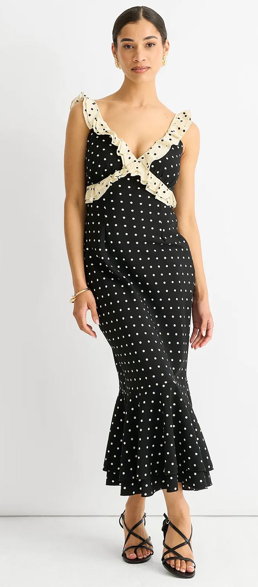 Black polka dot wedding guest smock dress from Gini London