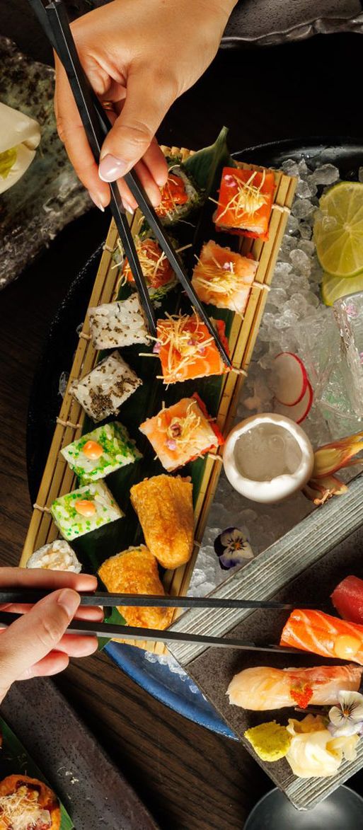 Sushi platters and cocktails at the Aqua Kyoto bottomless brunch in Soho