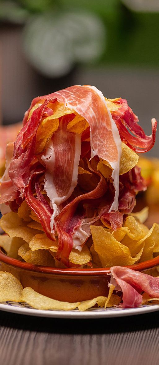 Parma ham and crips stack at the BoBo bottomless brunch in Liverpool