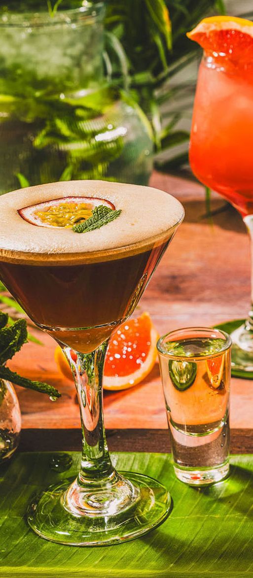 Tropical themed cocktails at the Las Iguanas bottomless brunch