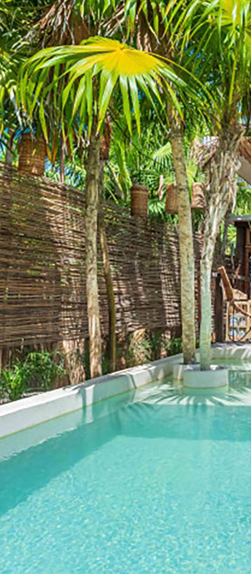 Boho style Villa pool in luxury Tulum honeymoon accommodation 