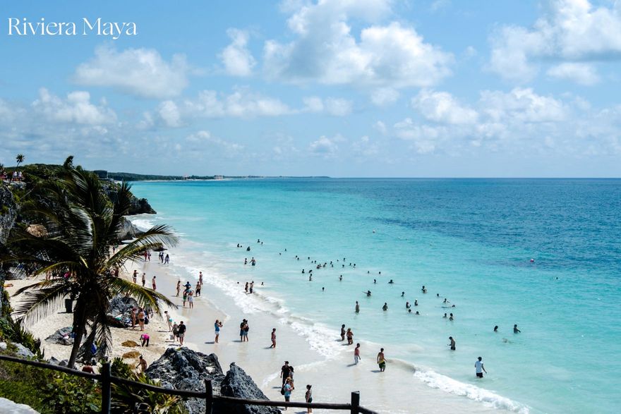 White sand beach and turquoise waters for Mexico honeymoon in Riviera Maya