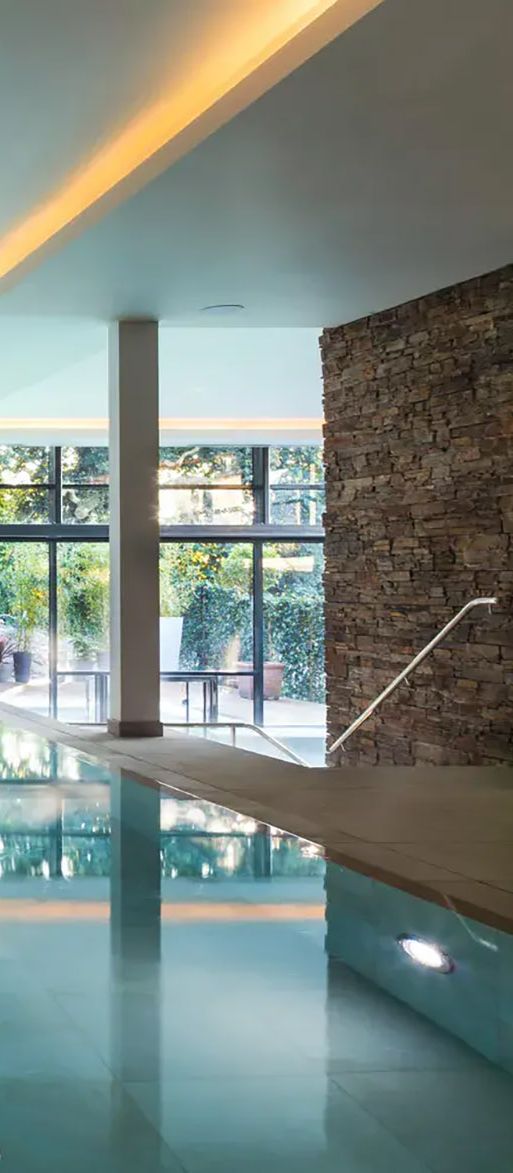 Gaia spa pool area at Boringdon Hall, minimoon destination in Devon