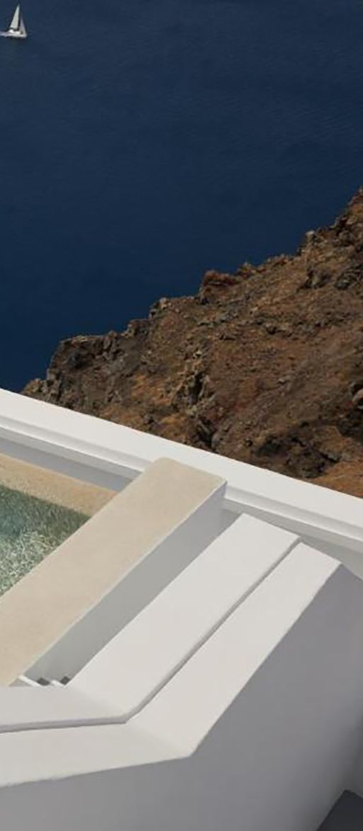 Private pool with two sun loungers at santorini minimoon hotel