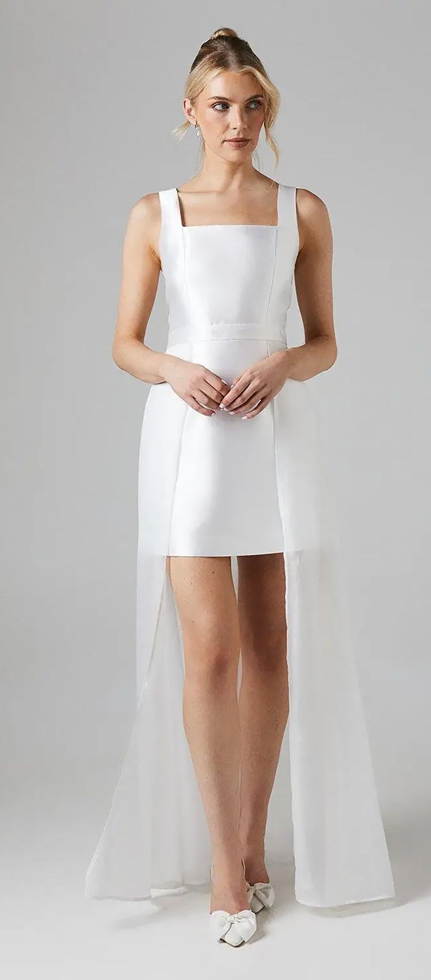 Mini spring wedding dress with organza skirt